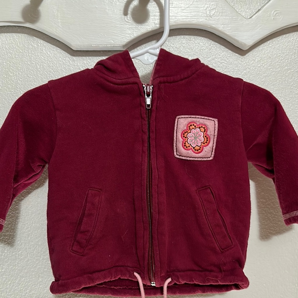 Maroon Kids Hoodie with Flower Patch